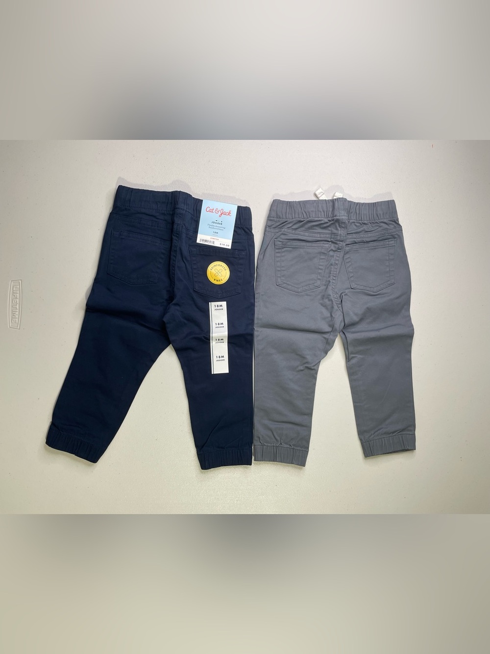 NWT Cat & Jack 18 Months Woven Jogger Pants with Reinforced Knees Navy & Gray